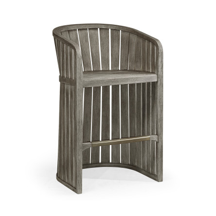 Slatted Grey Tub Bar Stool